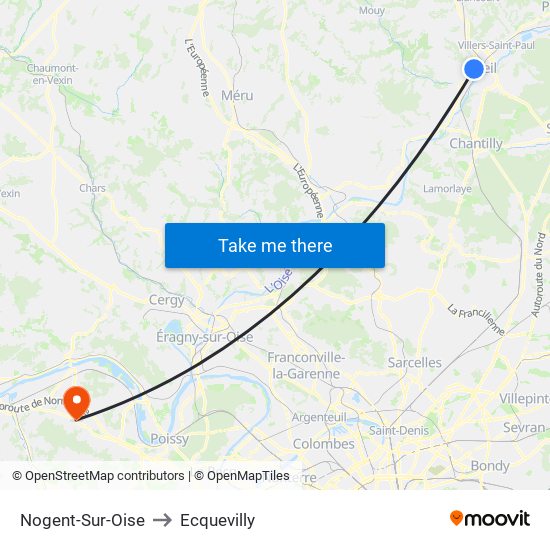 Nogent-Sur-Oise to Ecquevilly map