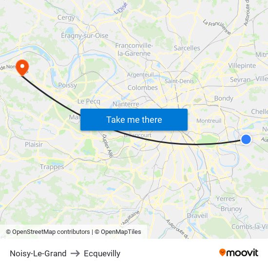 Noisy-Le-Grand to Ecquevilly map