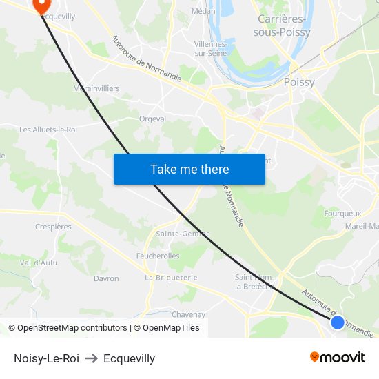 Noisy-Le-Roi to Ecquevilly map