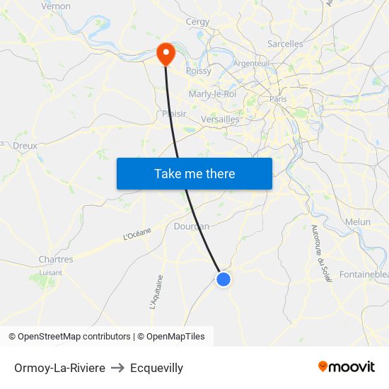 Ormoy-La-Riviere to Ecquevilly map