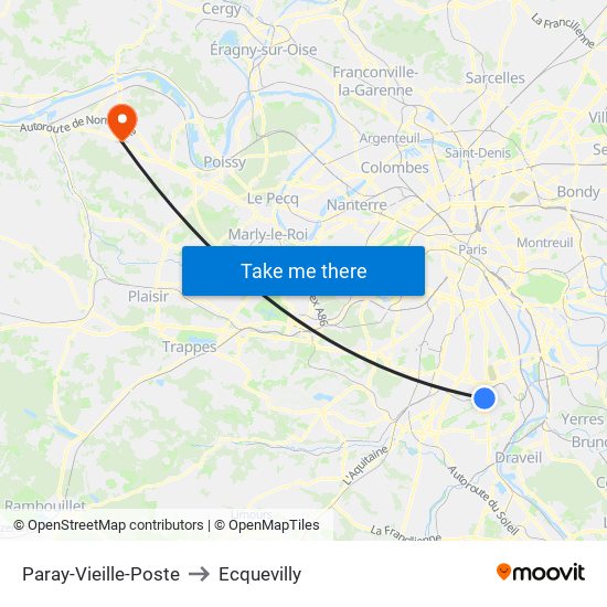 Paray-Vieille-Poste to Ecquevilly map