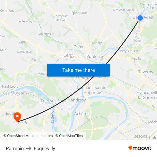 Parmain to Ecquevilly map