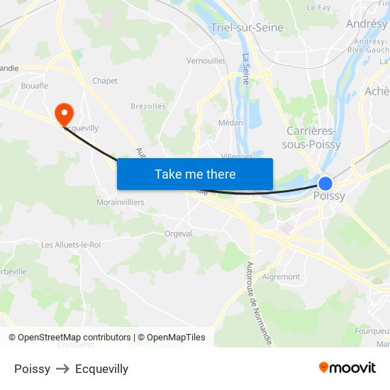 Poissy to Ecquevilly map