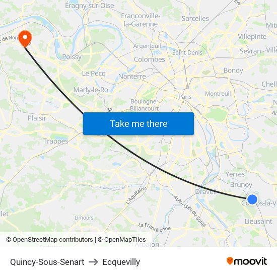 Quincy-Sous-Senart to Ecquevilly map