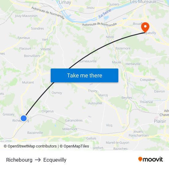 Richebourg to Ecquevilly map