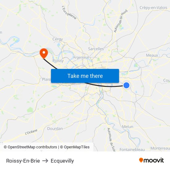 Roissy-En-Brie to Ecquevilly map