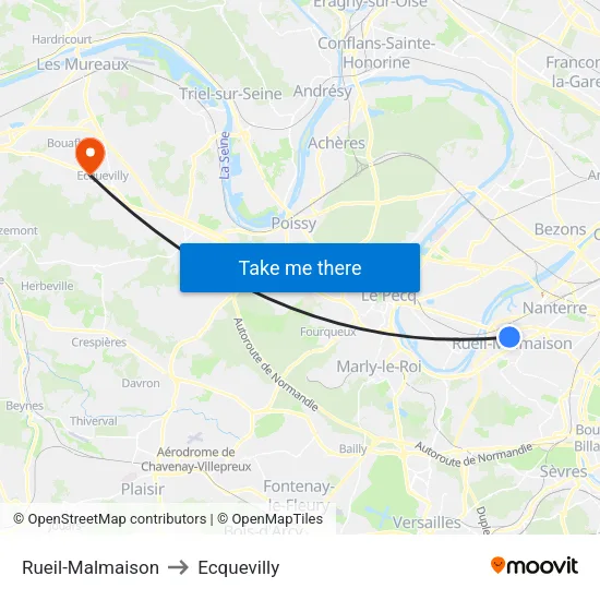 Rueil-Malmaison to Ecquevilly map