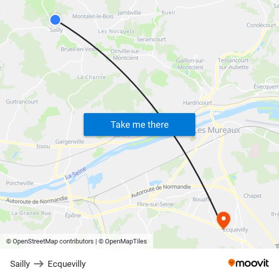 Sailly to Ecquevilly map
