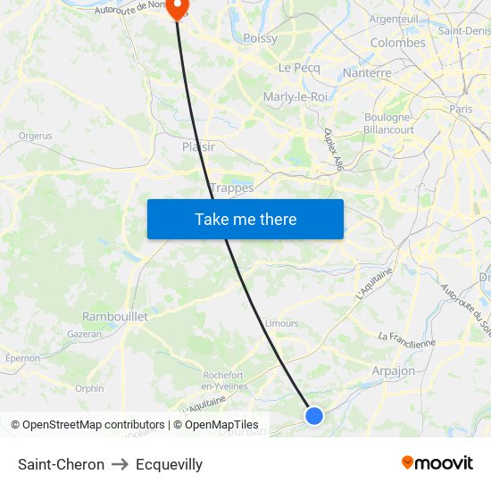 Saint-Cheron to Ecquevilly map