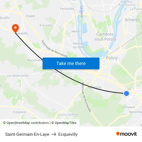 Saint-Germain-En-Laye to Ecquevilly map