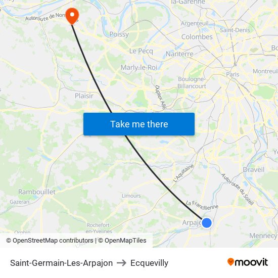 Saint-Germain-Les-Arpajon to Ecquevilly map