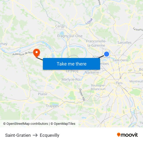 Saint-Gratien to Ecquevilly map