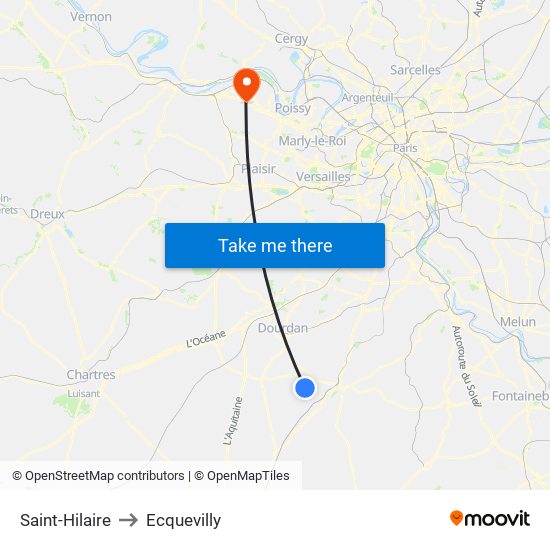 Saint-Hilaire to Ecquevilly map