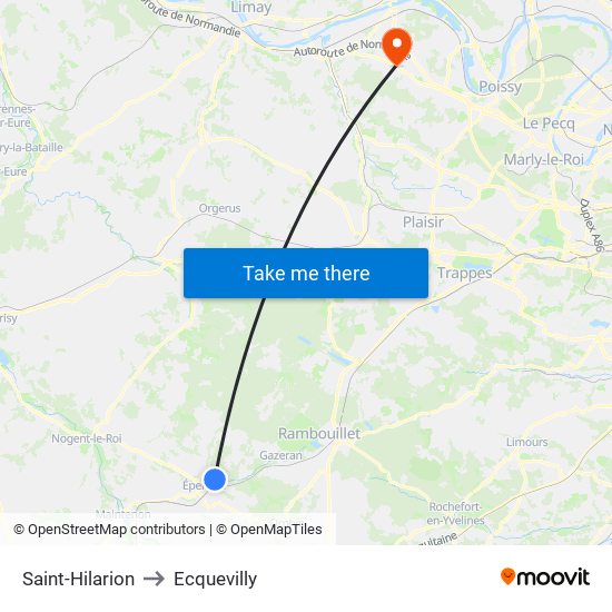 Saint-Hilarion to Ecquevilly map