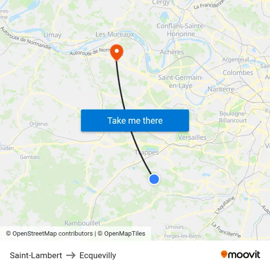 Saint-Lambert to Ecquevilly map