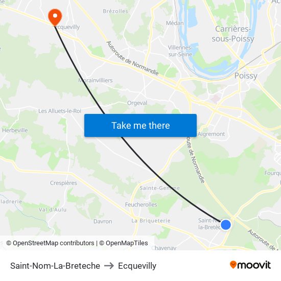 Saint-Nom-La-Breteche to Ecquevilly map