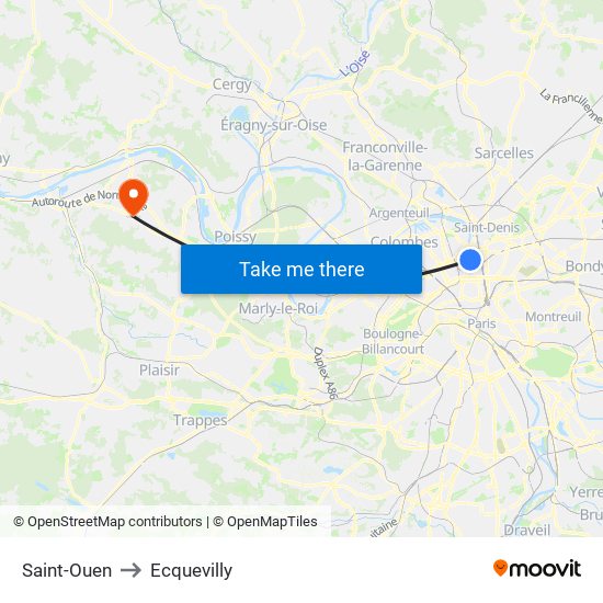 Saint-Ouen to Ecquevilly map