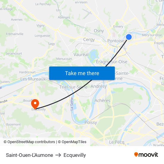 Saint-Ouen-L'Aumone to Ecquevilly map