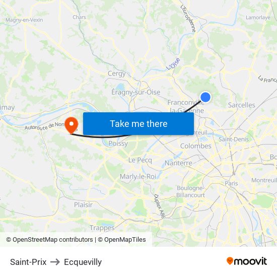 Saint-Prix to Ecquevilly map