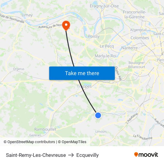 Saint-Remy-Les-Chevreuse to Ecquevilly map