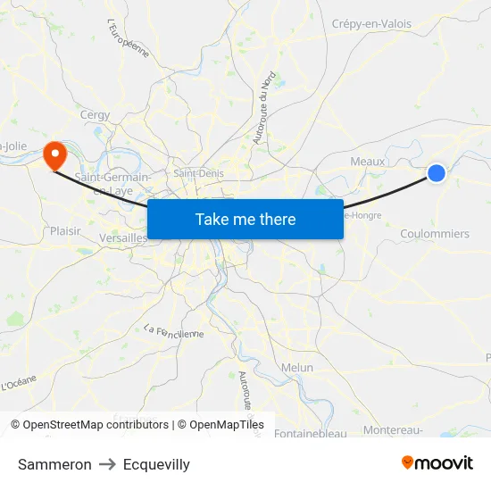Sammeron to Ecquevilly map
