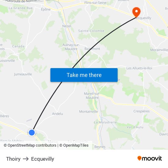 Thoiry to Ecquevilly map