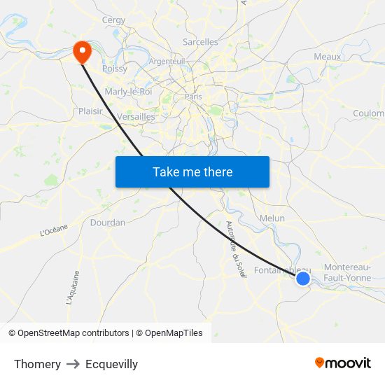Thomery to Ecquevilly map