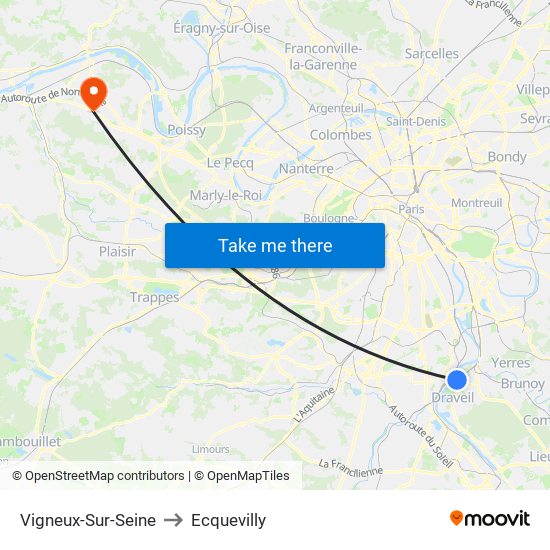 Vigneux-Sur-Seine to Ecquevilly map