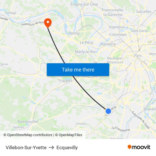 Villebon-Sur-Yvette to Ecquevilly map