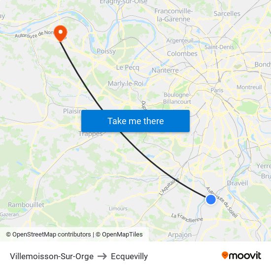 Villemoisson-Sur-Orge to Ecquevilly map