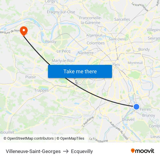 Villeneuve-Saint-Georges to Ecquevilly map