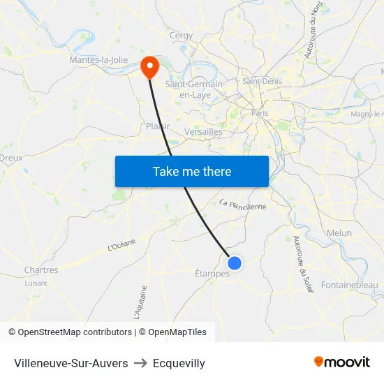Villeneuve-Sur-Auvers to Ecquevilly map