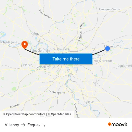 Villenoy to Ecquevilly map