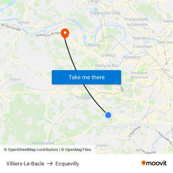 Villiers-Le-Bacle to Ecquevilly map