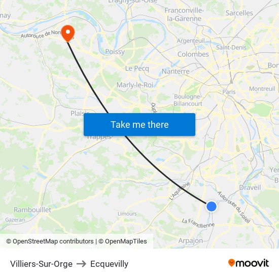 Villiers-Sur-Orge to Ecquevilly map