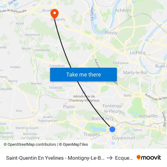 Saint-Quentin En Yvelines - Montigny-Le-Bretonneux to Ecquevilly map