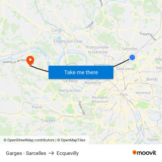 Garges - Sarcelles to Ecquevilly map