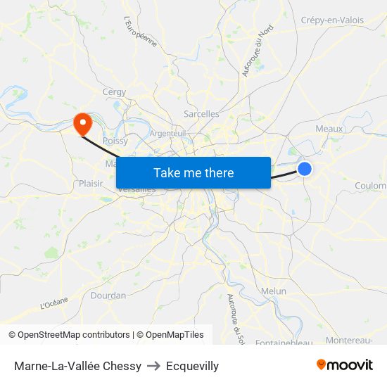 Marne-La-Vallée Chessy to Ecquevilly map