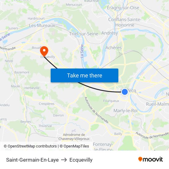 Saint-Germain-En-Laye to Ecquevilly map