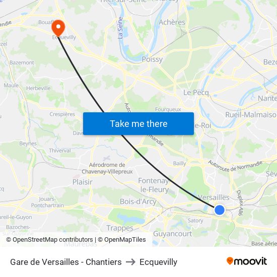 Gare de Versailles - Chantiers to Ecquevilly map