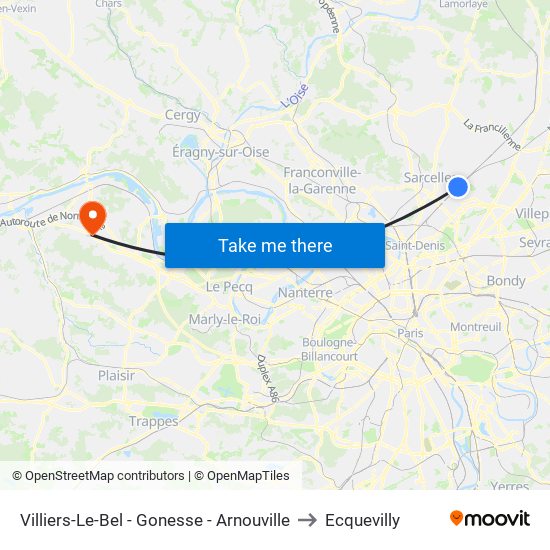 Villiers-Le-Bel - Gonesse - Arnouville to Ecquevilly map