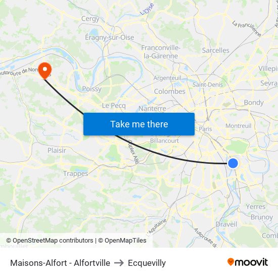 Maisons-Alfort - Alfortville to Ecquevilly map