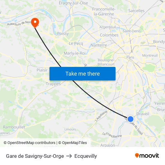 Gare de Savigny-Sur-Orge to Ecquevilly map