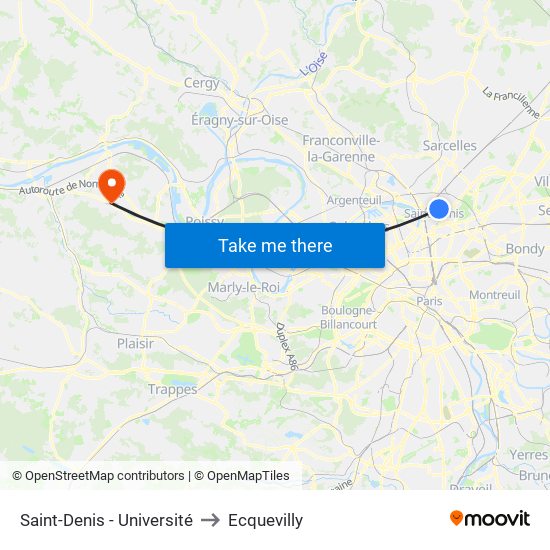 Saint-Denis - Université to Ecquevilly map