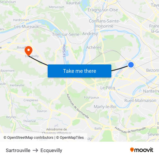 Sartrouville to Ecquevilly map