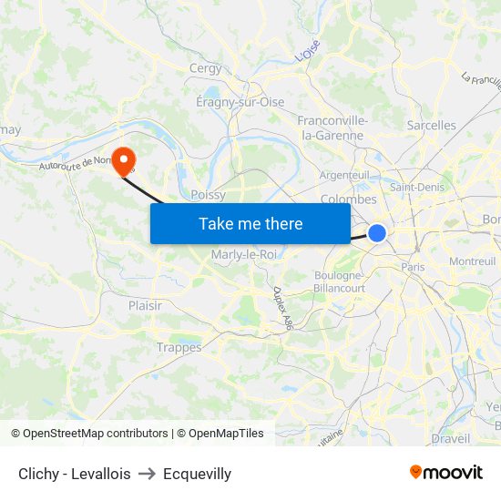 Clichy - Levallois to Ecquevilly map