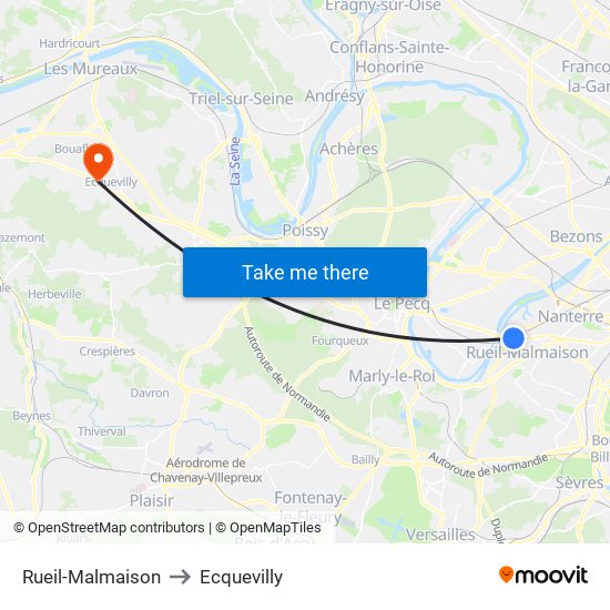 Rueil-Malmaison to Ecquevilly map
