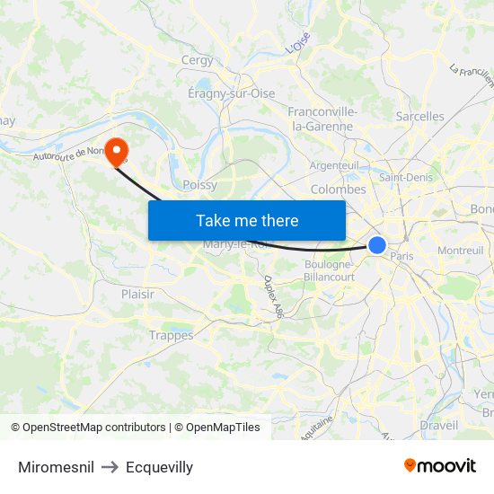 Miromesnil to Ecquevilly map