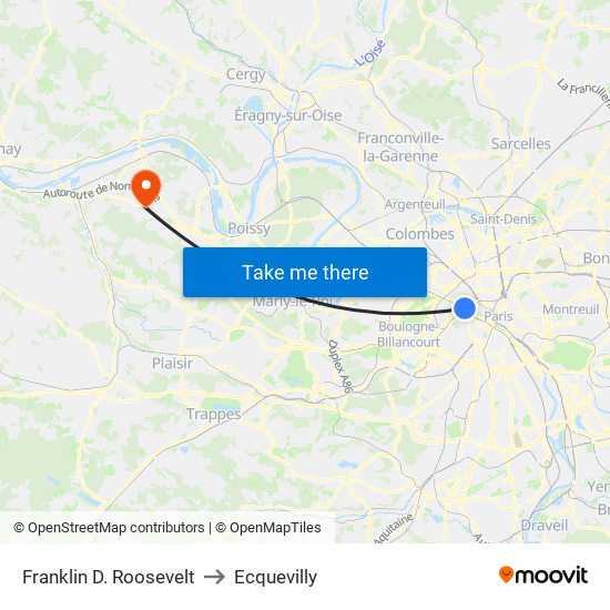 Franklin D. Roosevelt to Ecquevilly map