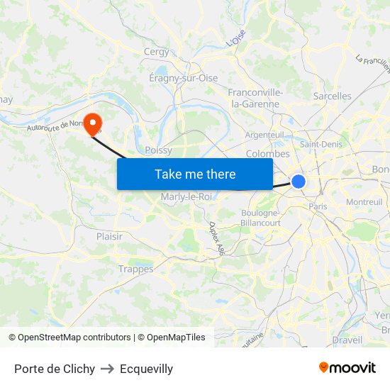 Porte de Clichy to Ecquevilly map